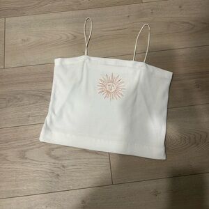 American Eagle Outfitters White Camisole with Sun Embroidery, Women’s Size M